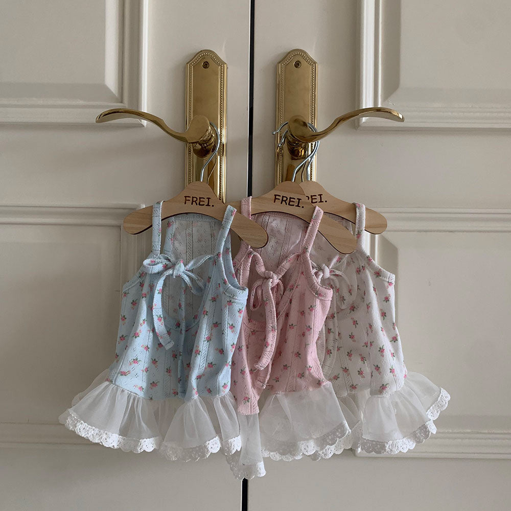 Strawberry Flower Ribbon Sleeveless Dress (3 colors)