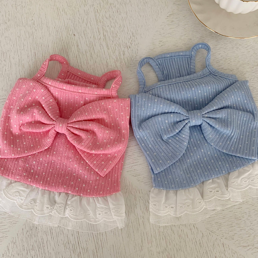 Ribbon Dot Lace Sleeveless Dress (2 colors)