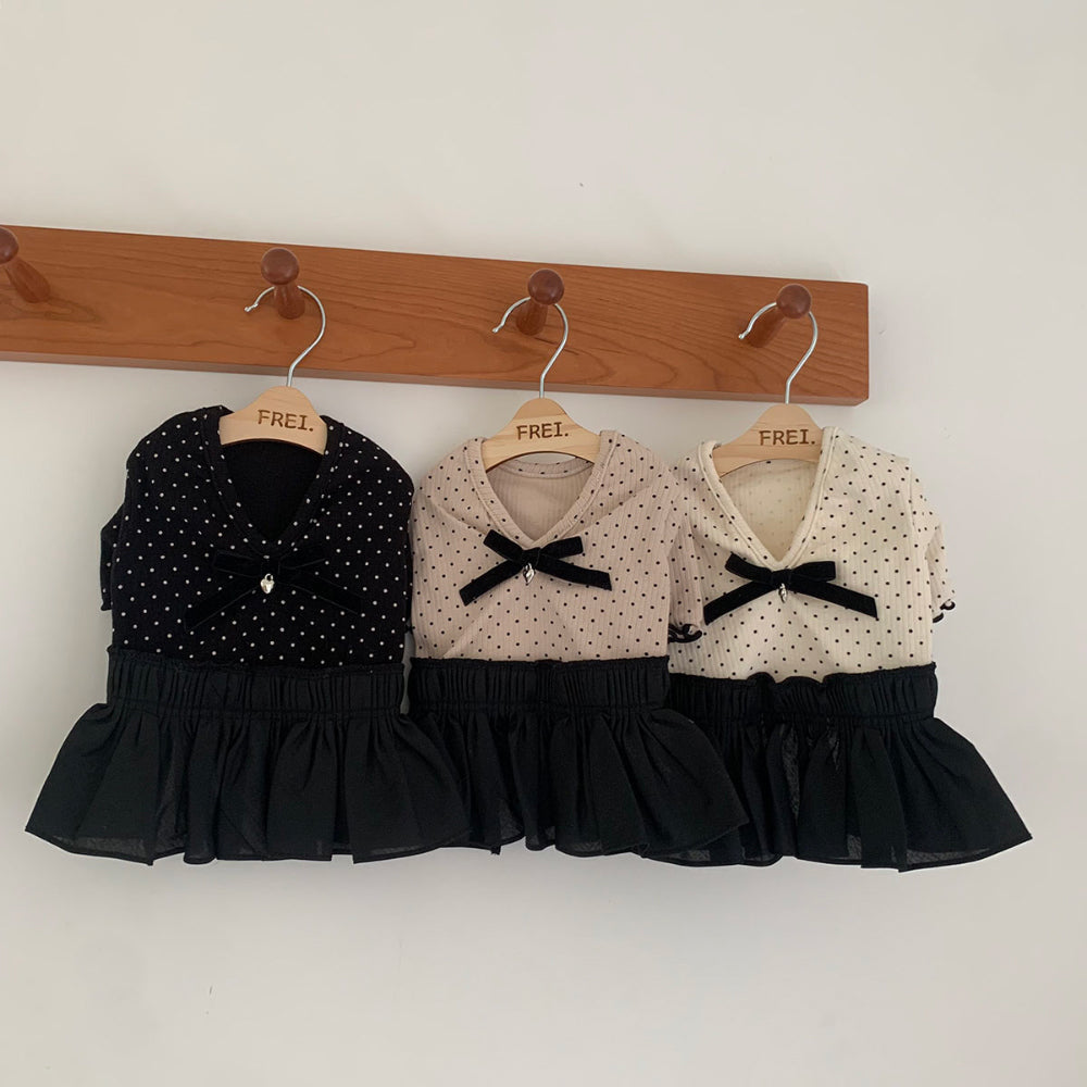 Velvet Ribbon Polka Dot Dress (3 colors)