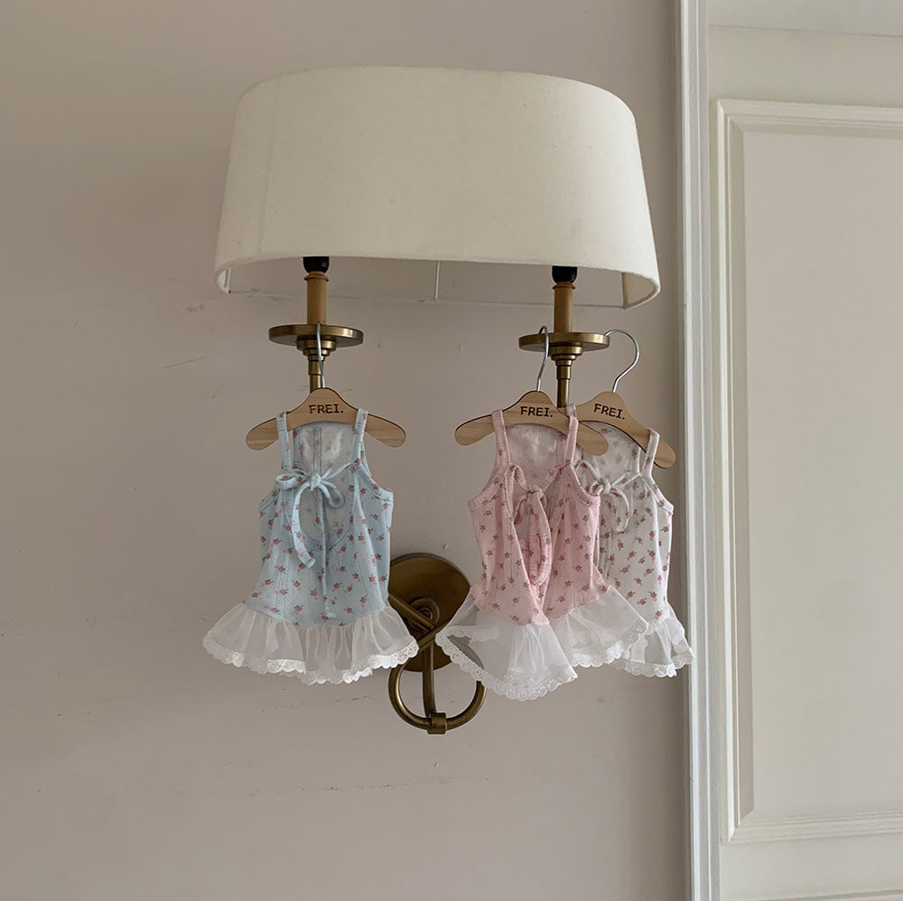 Strawberry Flower Ribbon Sleeveless Dress (3 colors)