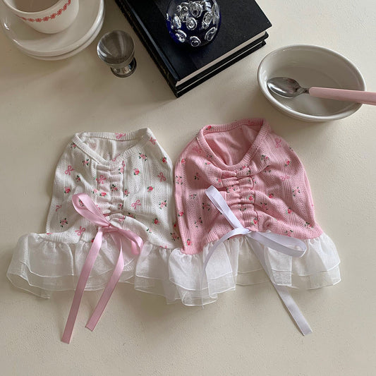 Ballet Flower Ribbon Frill Dress (2 colors)