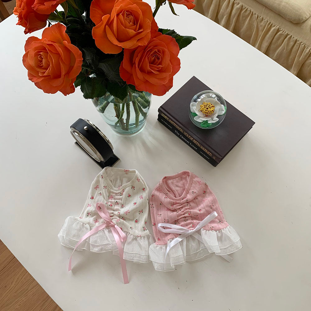 Ballet Flower Ribbon Frill Dress (2 colors)