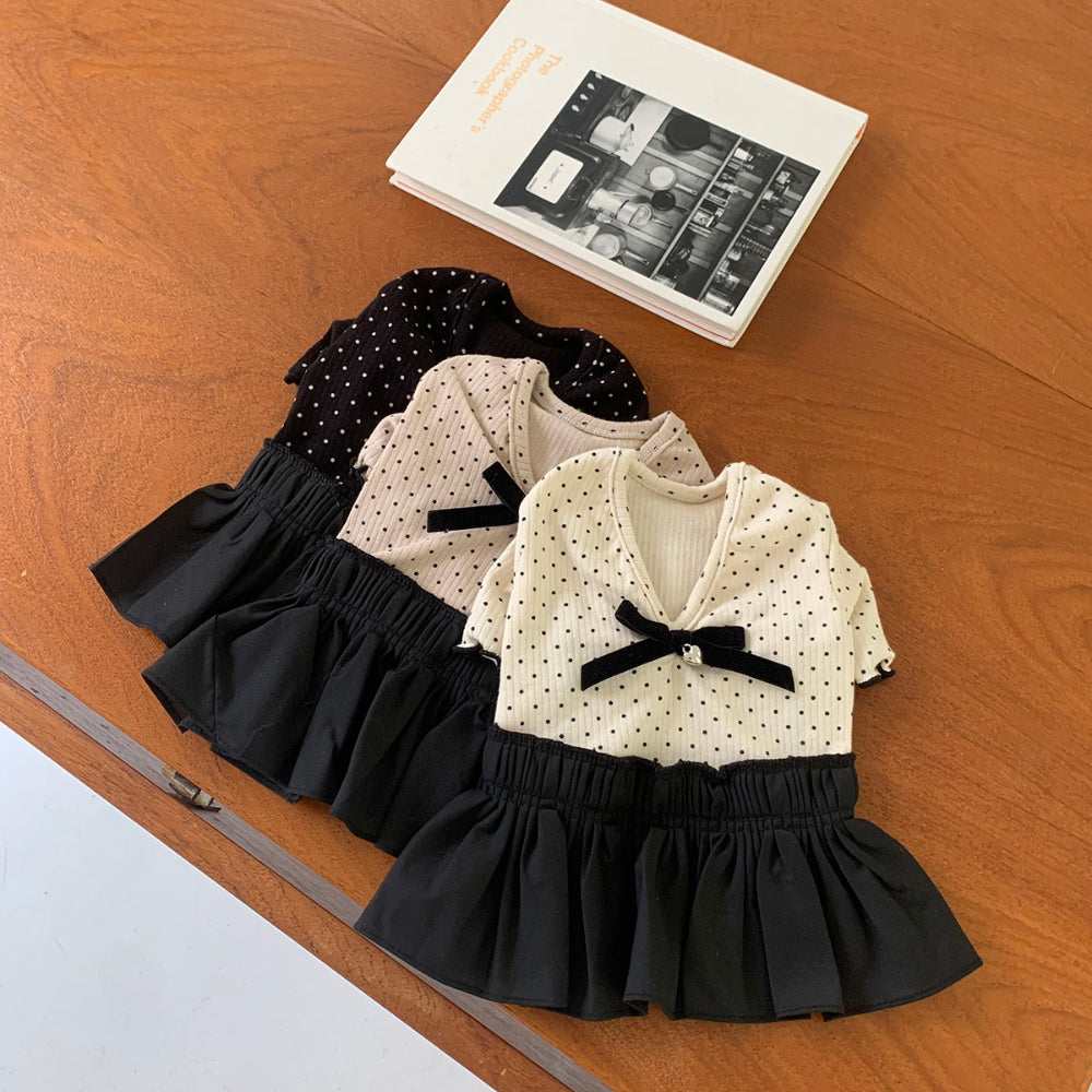 Velvet Ribbon Polka Dot Dress (3 colors)