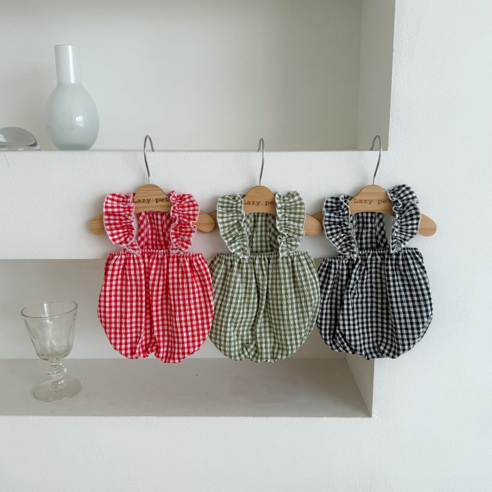 Plaid Frill Sleeveless Top (3 colors)
