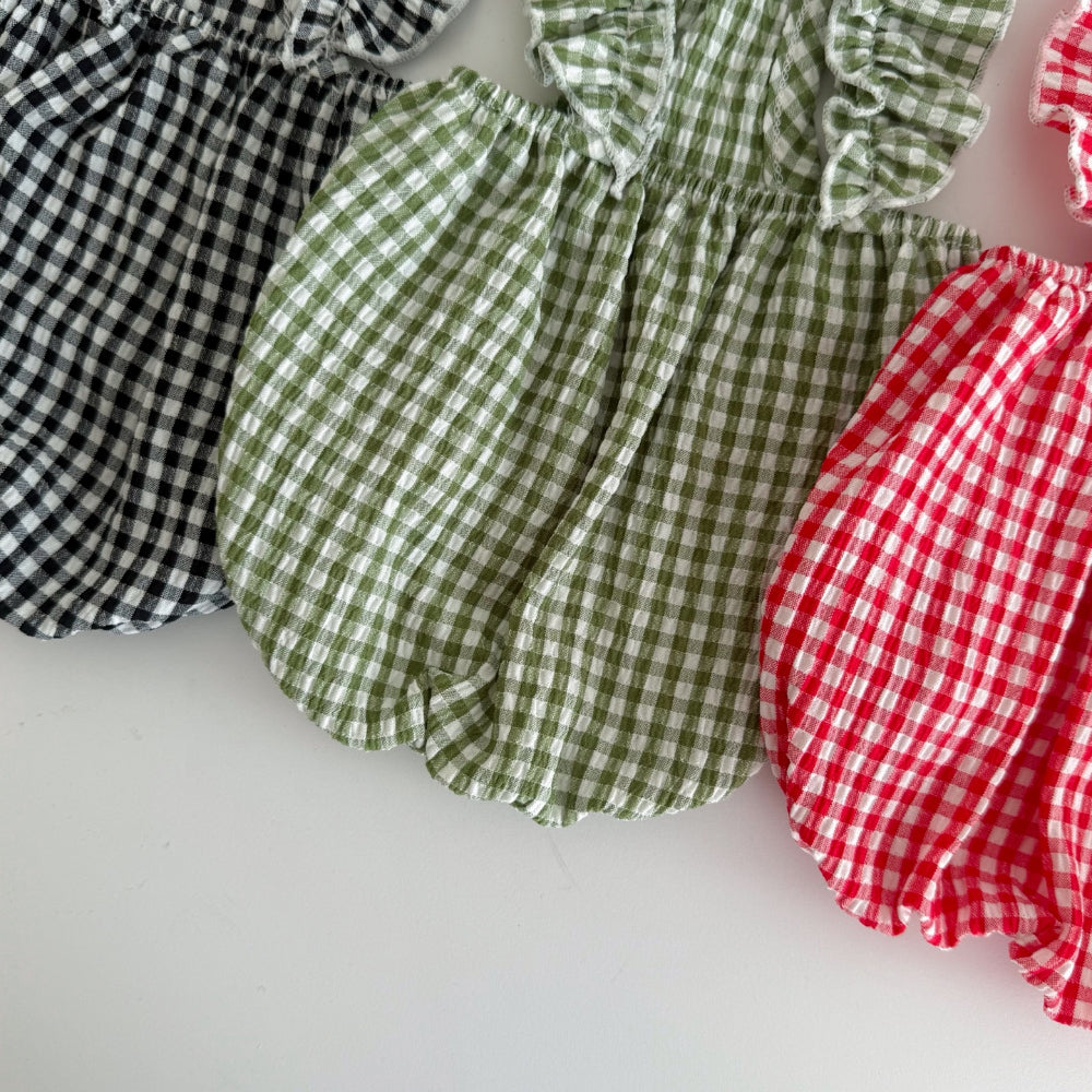 Plaid Frill Sleeveless Top (3 colors)