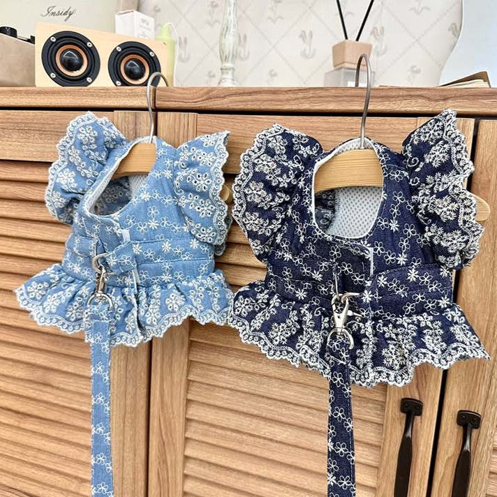 Denim Harness Jacket and Leash Set (2 colors)