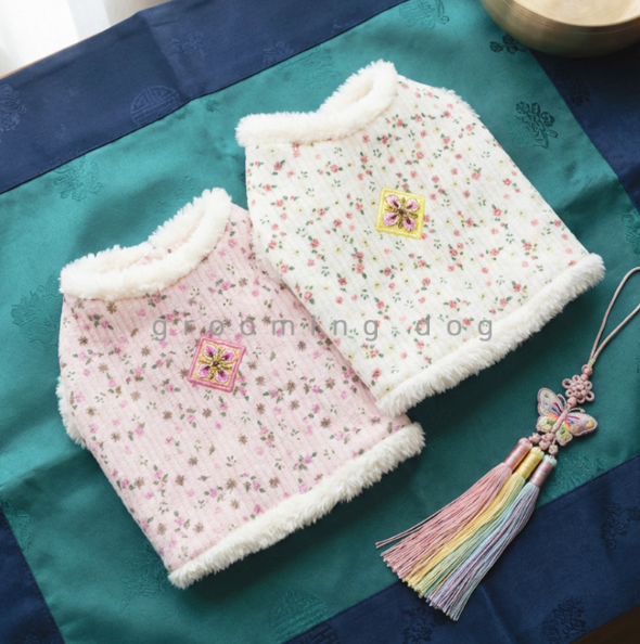 Floral Fur Hanbok Vest (2 colors)