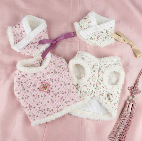 Floral Fur Hanbok Vest (2 colors)