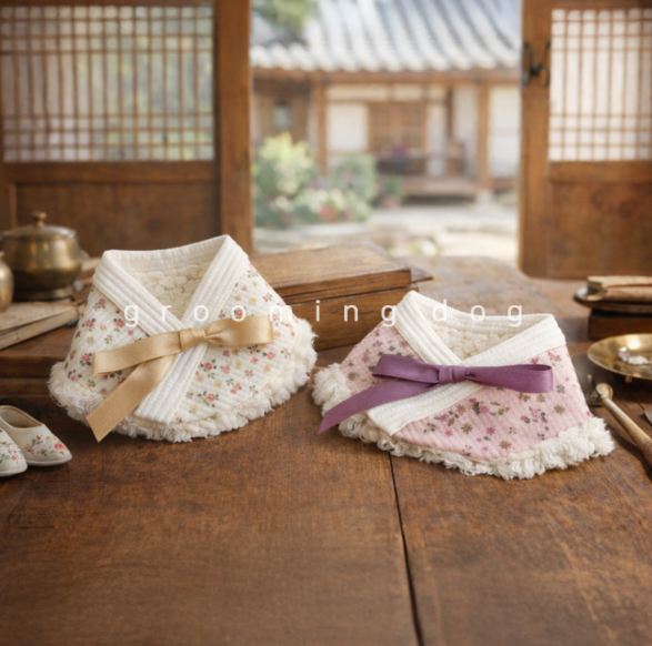 Reversible Floral Fur Hanbok Cap (2 colors)