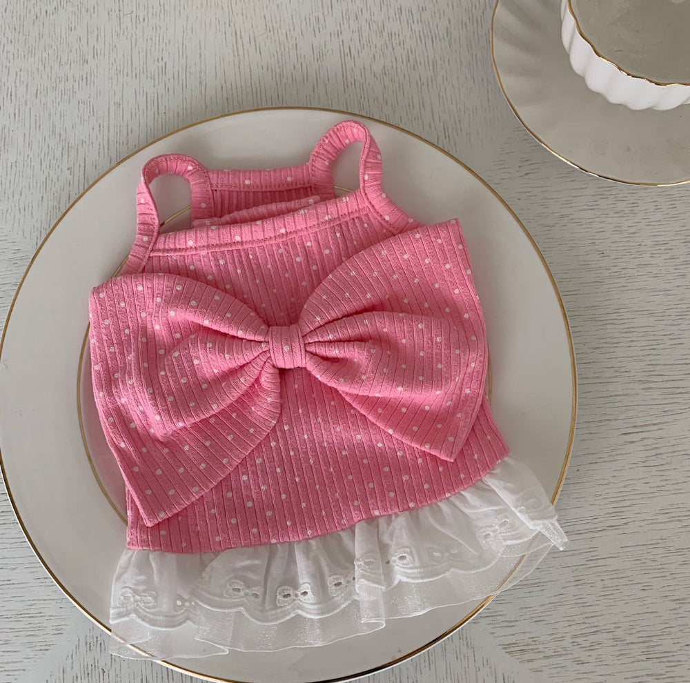 Ribbon Dot Lace Sleeveless Dress (2 colors)