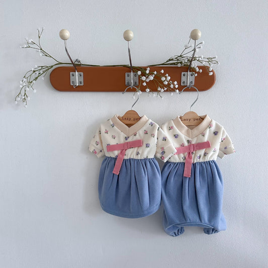 Winter Flower Hanbok Dress & Onesie (2 colors)