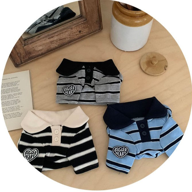 Big Heart Stripe Collar T-Shirt (3 colors)