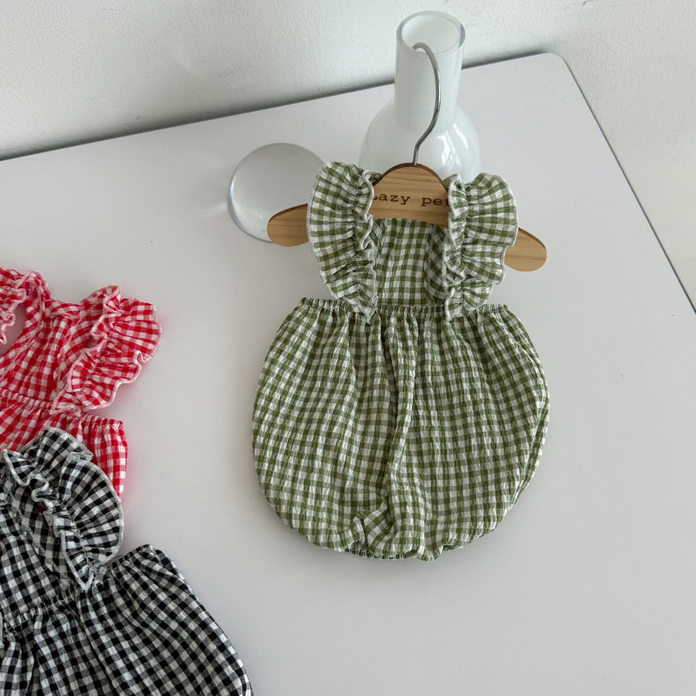 Plaid Frill Sleeveless Top (3 colors)