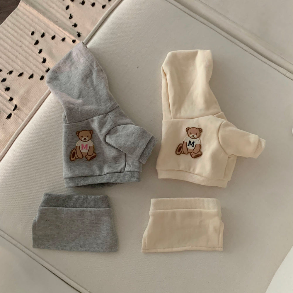 Bear Hoodie Crop Top + Skirt Set (3 colors)