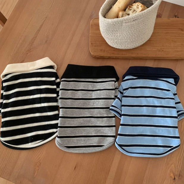 Big Heart Stripe Collar T-Shirt (3 colors)