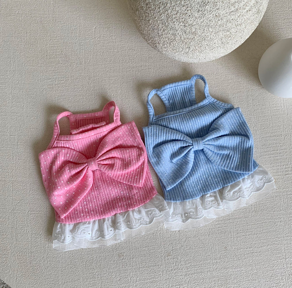 Ribbon Dot Lace Sleeveless Dress (2 colors)