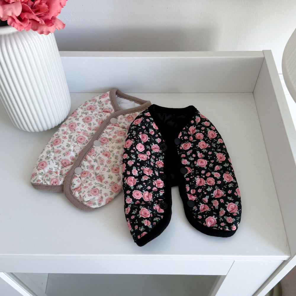 Floral Quilted Puffer Vest (2 colors)