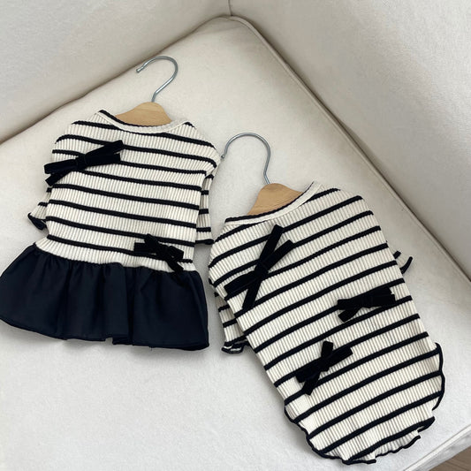 Stripe Velvet Ribbon T-Shirt & Dress
