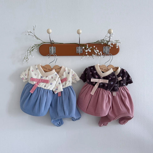 Winter Flower Hanbok Dress & Onesie (2 colors)