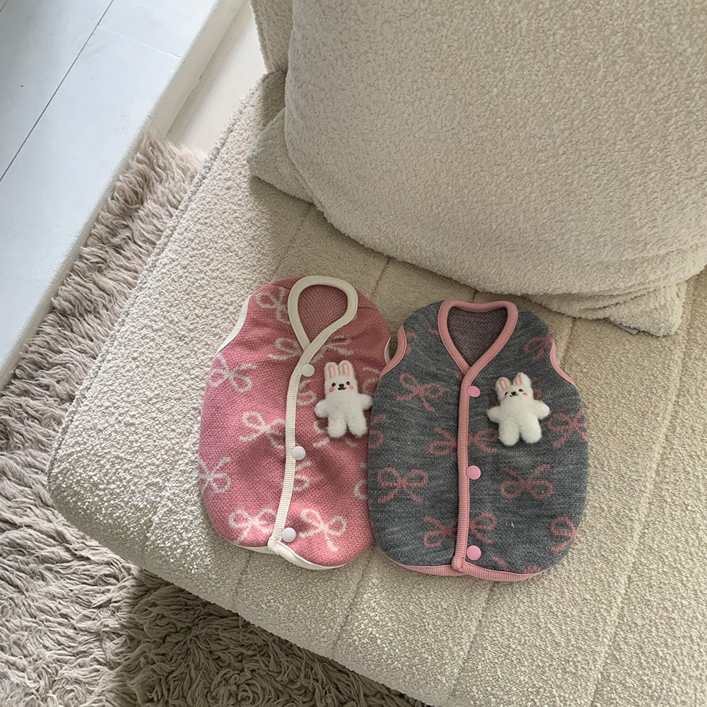Ribbon Bunny Brooch Vest (2 colors)