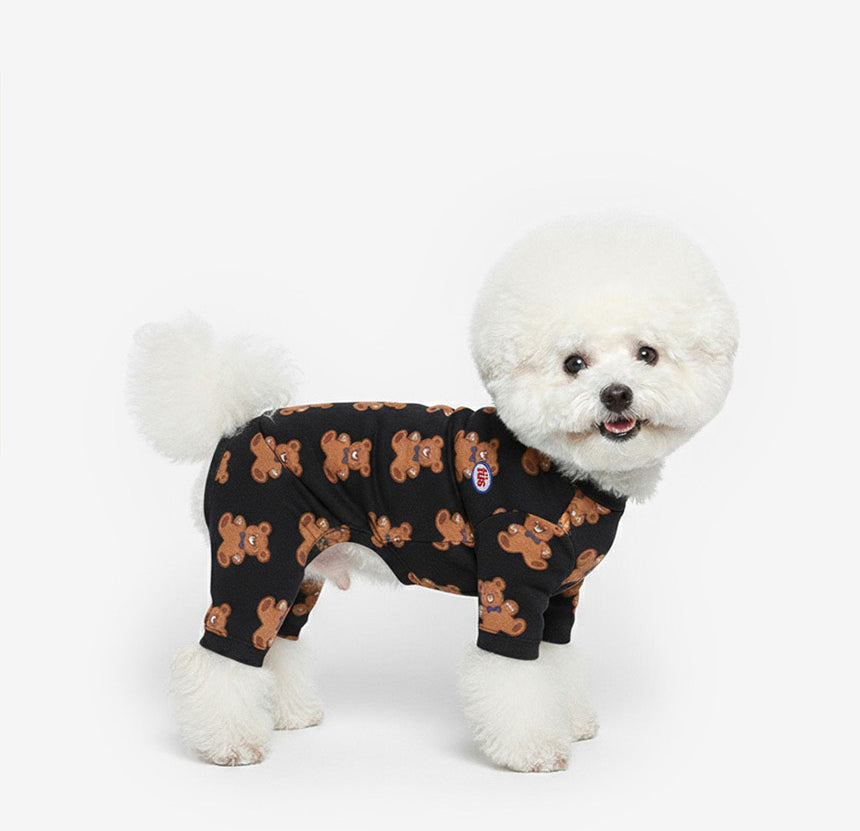 Cookie Bear Dog Onesie Black