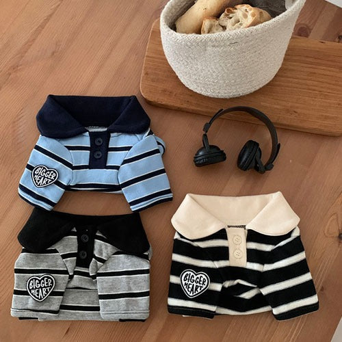 Big Heart Stripe Collar T-Shirt (3 colors)