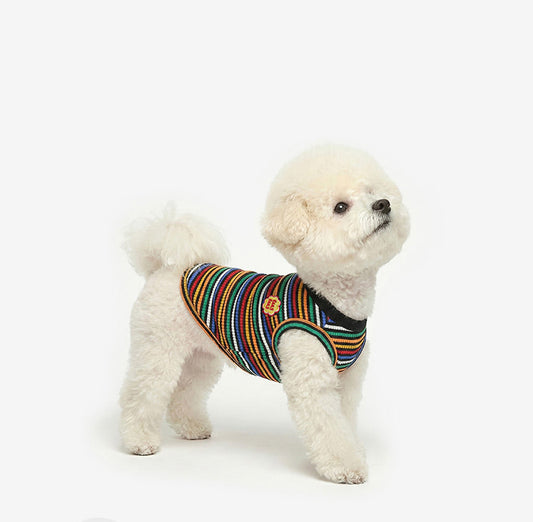 Color Striped Dog Sleeveless Tee