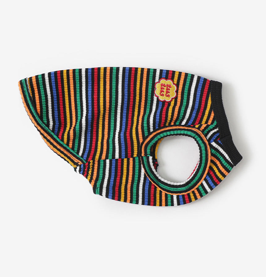Color Striped Dog Sleeveless Tee