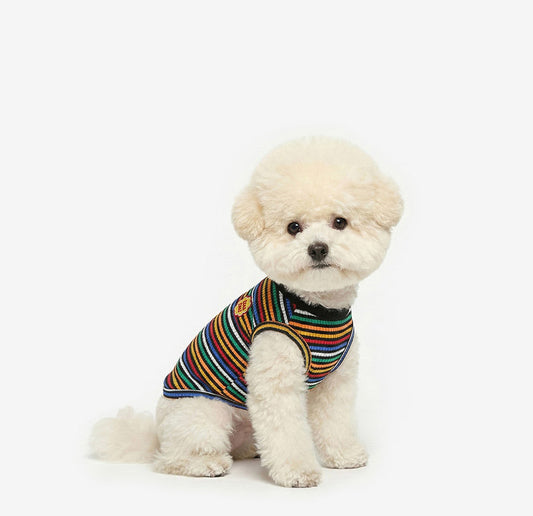 Color Striped Dog Sleeveless Tee