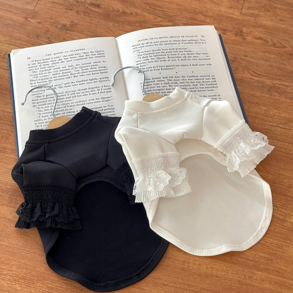 Lace Frill Sleeve Tee (2 colors)