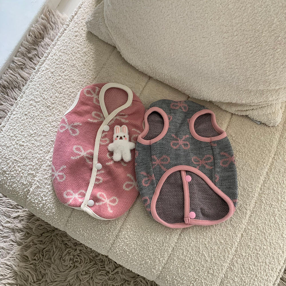 Ribbon Bunny Brooch Vest (2 colors)