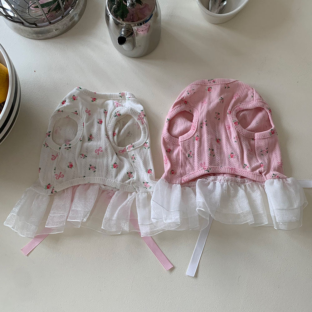 Ballet Flower Ribbon Frill Dress (2 colors)