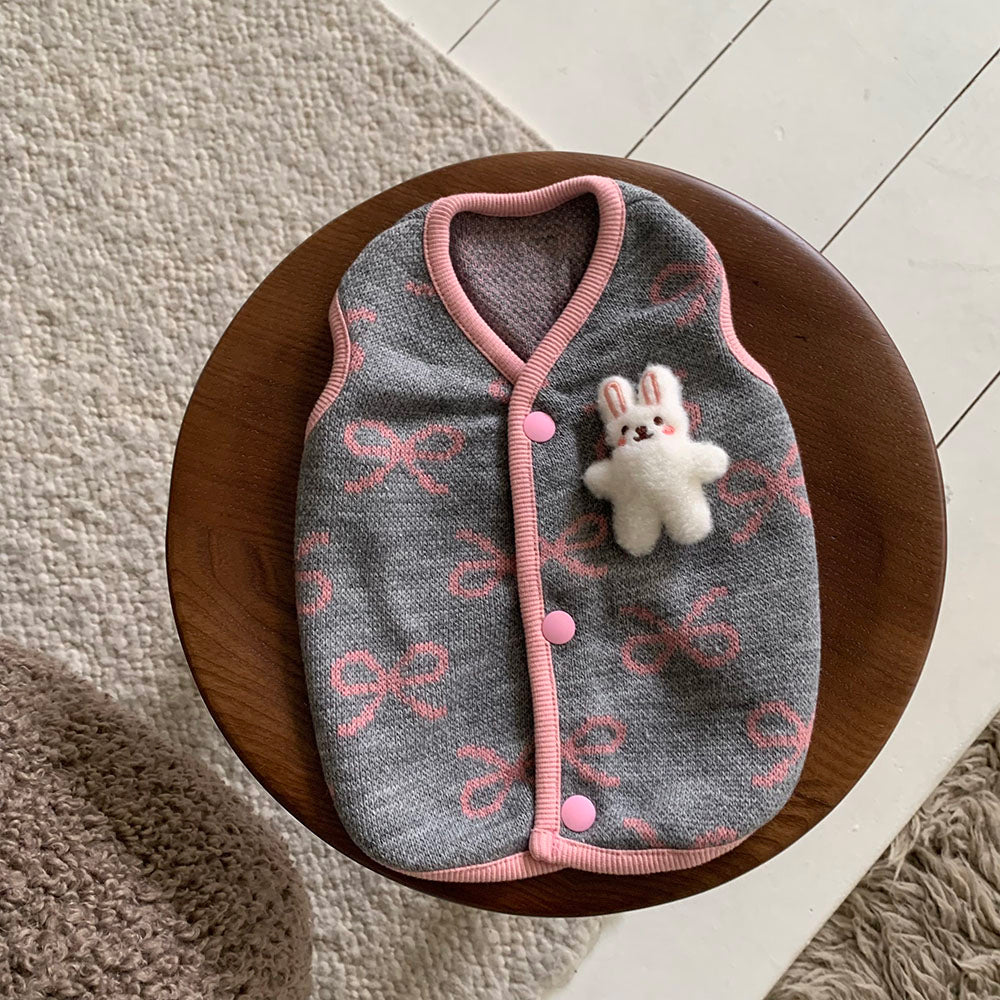 Ribbon Bunny Brooch Vest (2 colors)