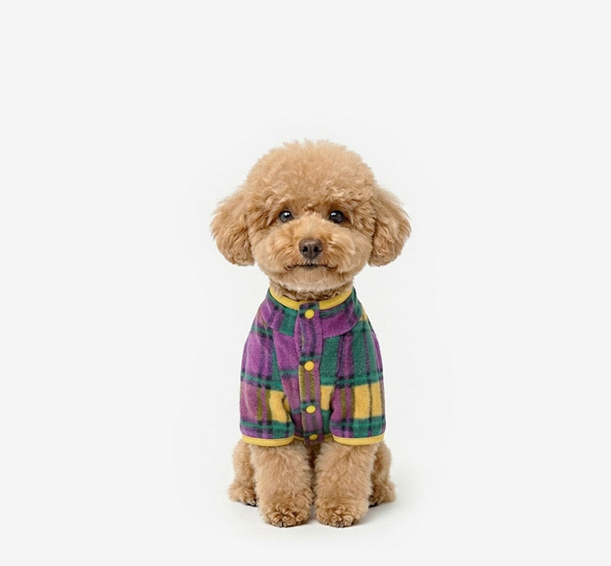 Tartan Check Fleece Jacket Violet
