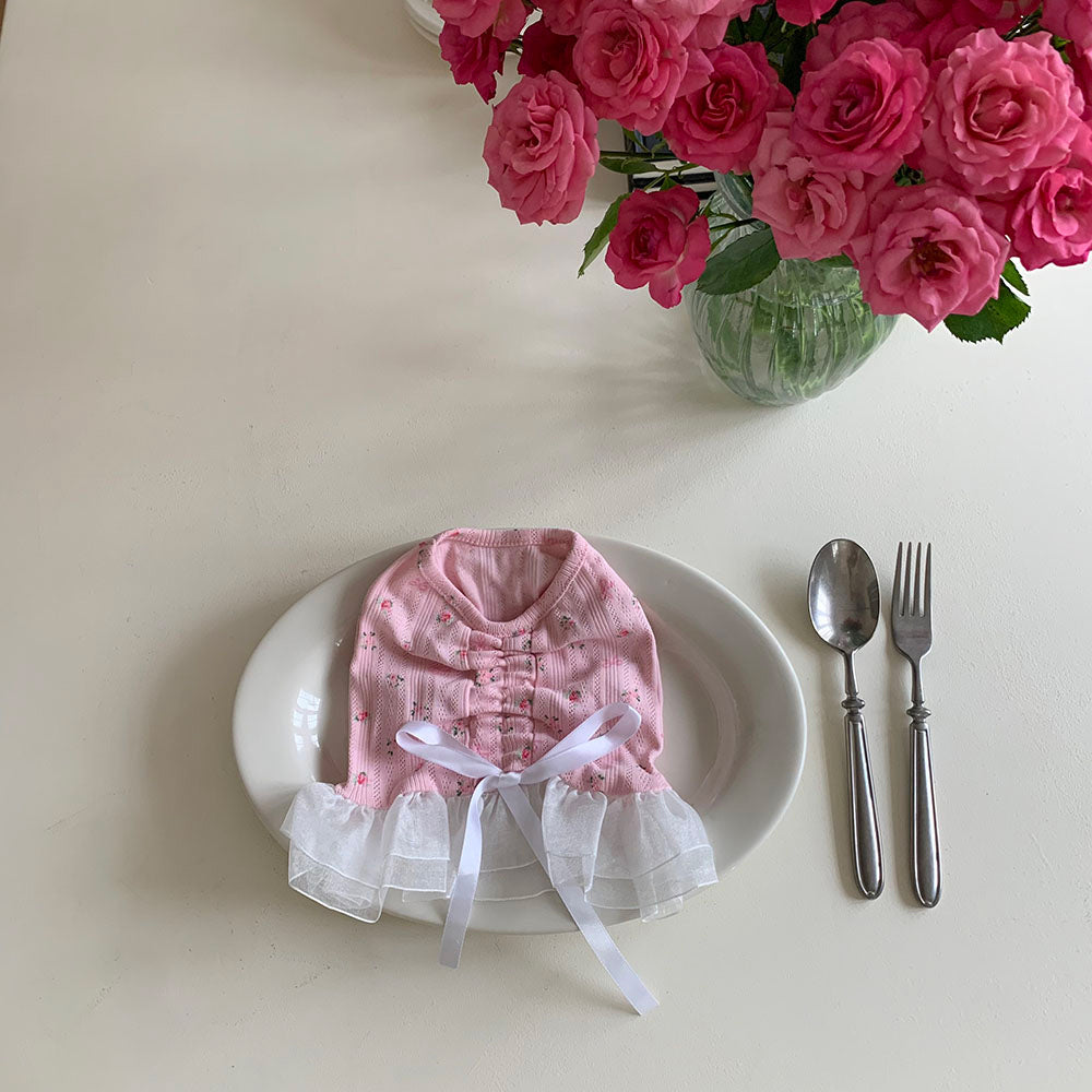 Ballet Flower Ribbon Frill Dress (2 colors)