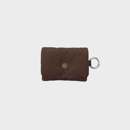 Mini Button Poop Bag Pouch Brown