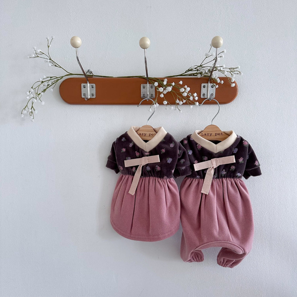 Winter Flower Hanbok Dress & Onesie (2 colors)