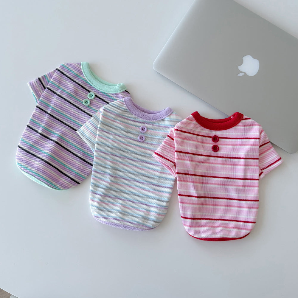 Button Stripe T-Shirt (3 colors)