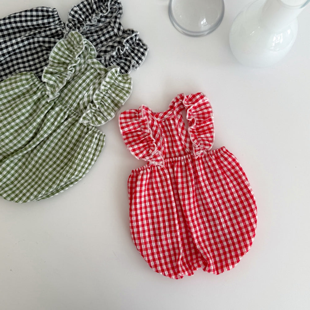 Plaid Frill Sleeveless Top (3 colors)
