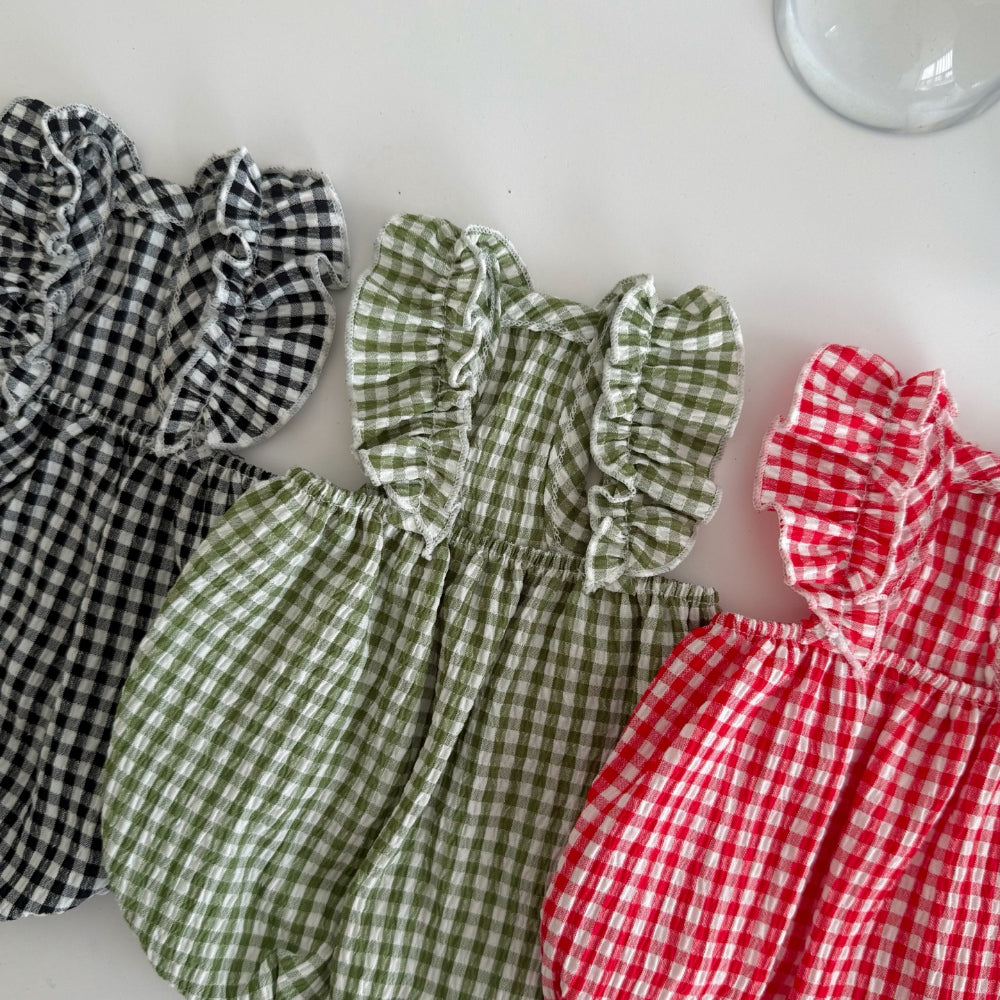 Plaid Frill Sleeveless Top (3 colors)