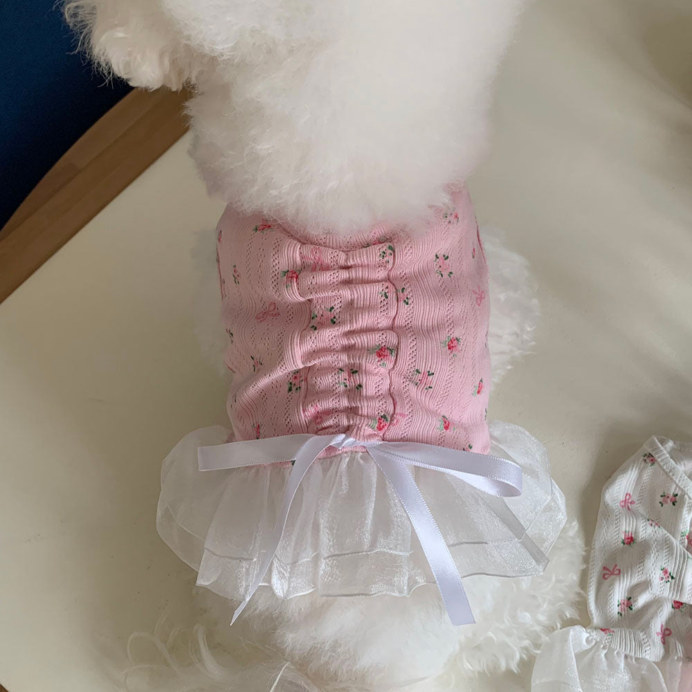 Ballet Flower Ribbon Frill Dress (2 colors)