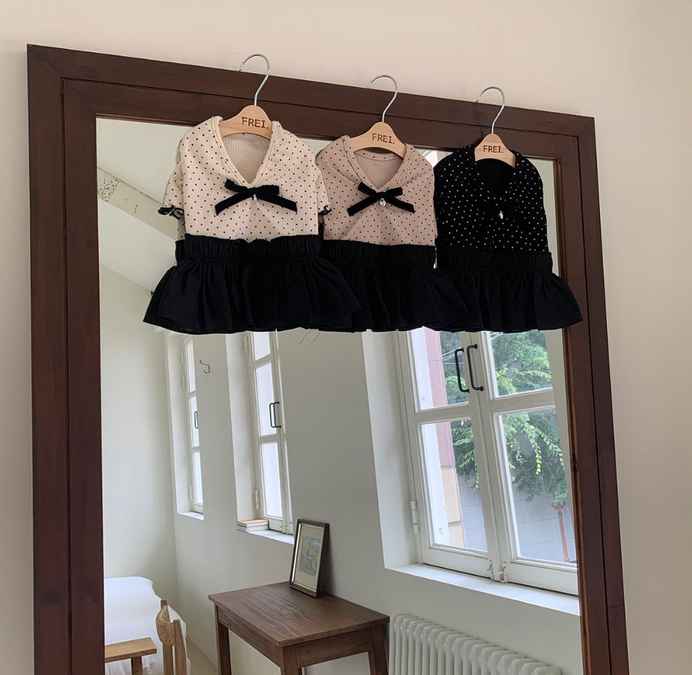 Velvet Ribbon Polka Dot Dress (3 colors)