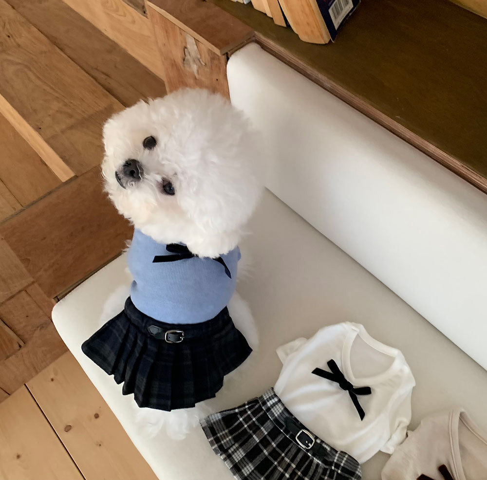 Ribbon Check Pleated Dress (4 colors)