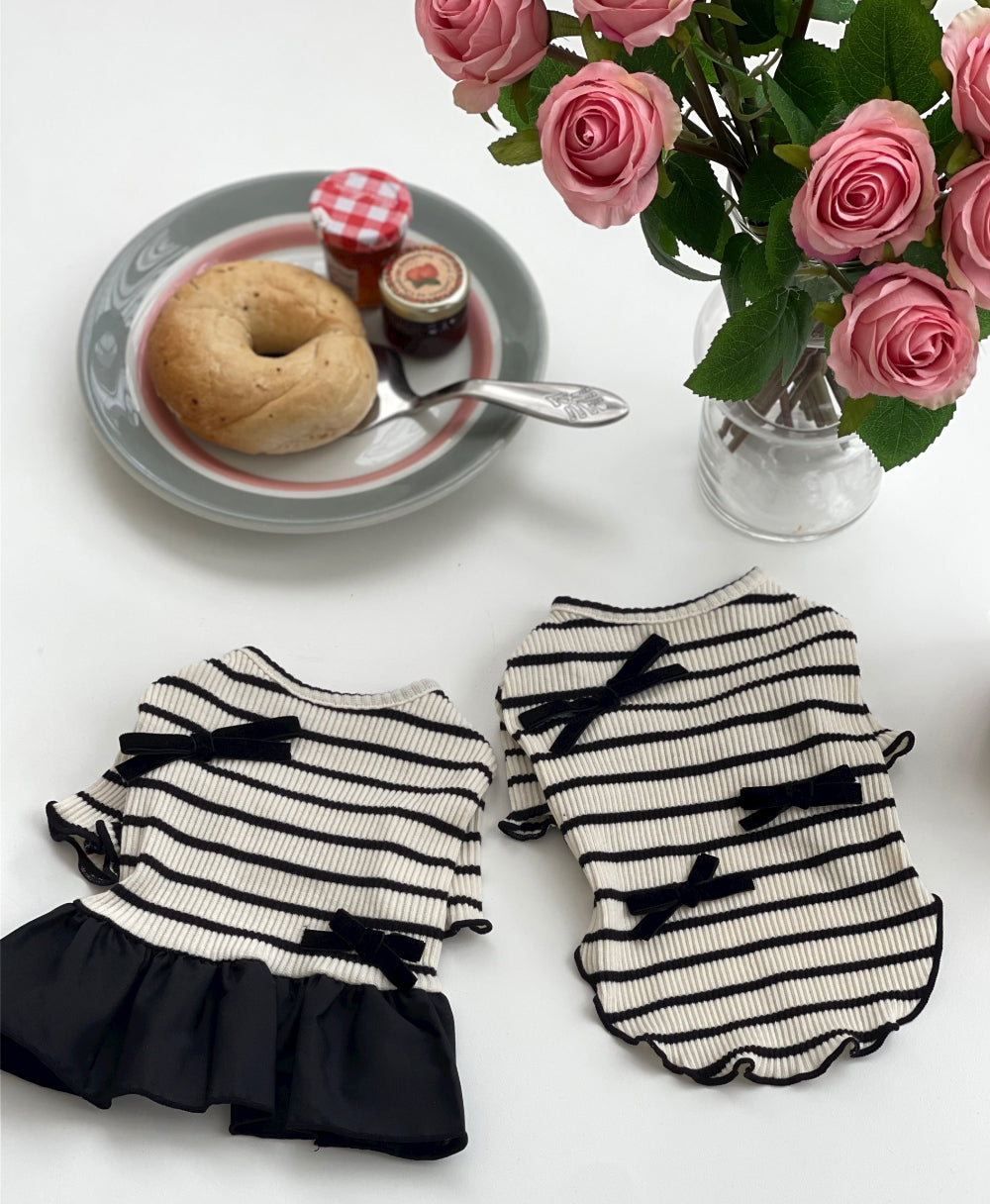 Stripe Velvet Ribbon T-Shirt & Dress