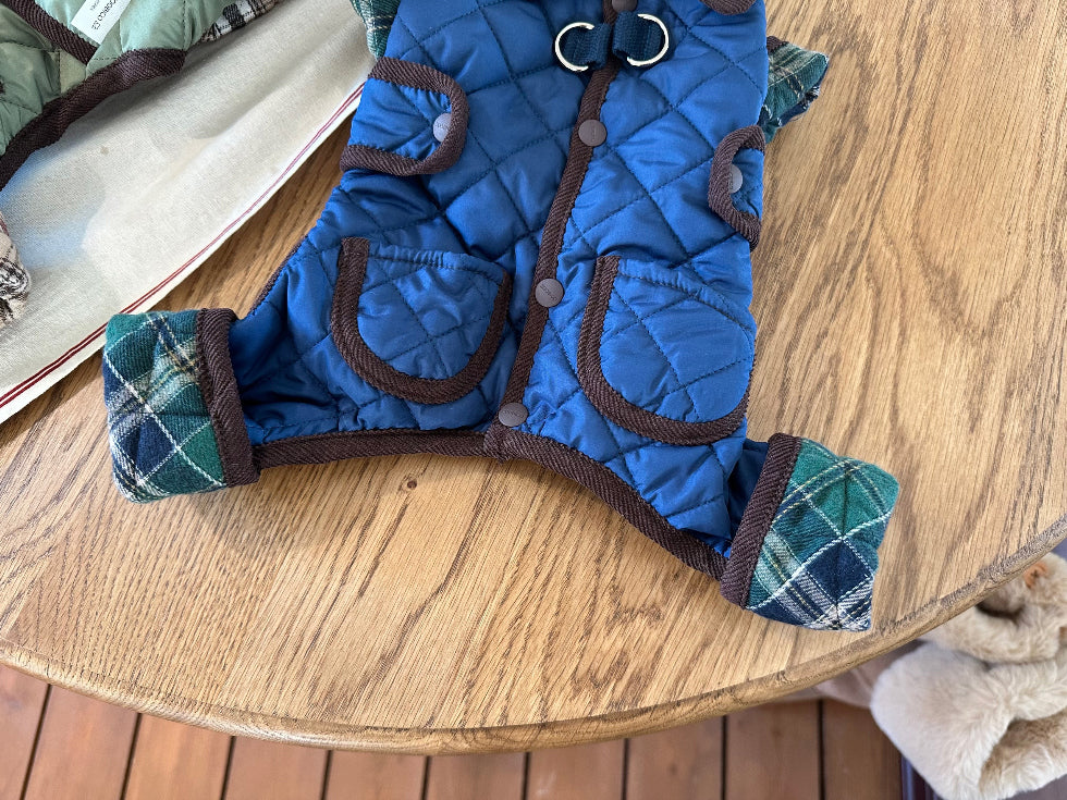 Quilted Check Puffer Jumpsuit (2 colors)