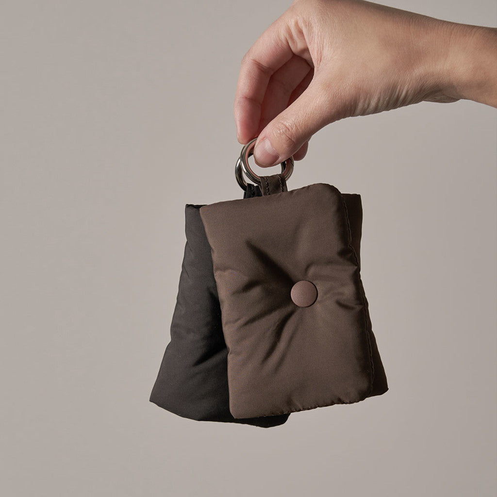 Mini Button Poop Bag Pouch Brown