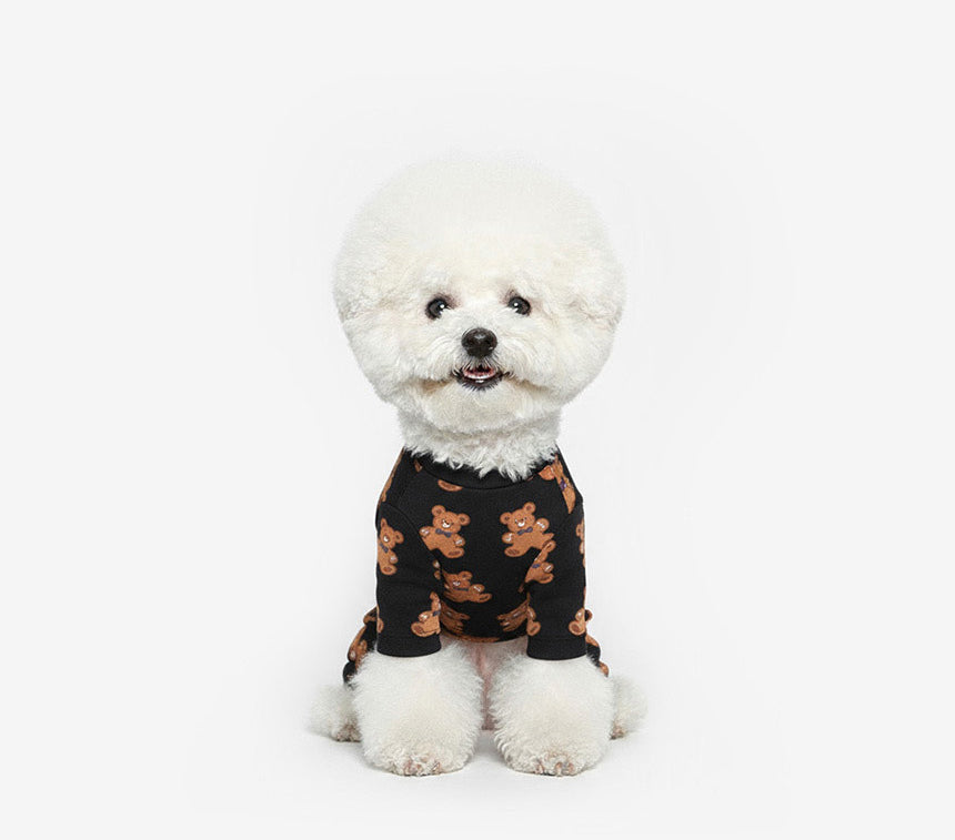Cookie Bear Dog Onesie Black