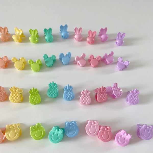 Pastel Mini Hair Clips (Rabbit, Pineapple, Smile)