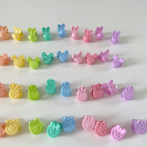 Pastel Mini Hair Clips (Rabbit, Pineapple, Smile)