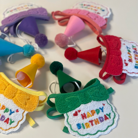 Happy Birthday Bib & Hat (6 colors)